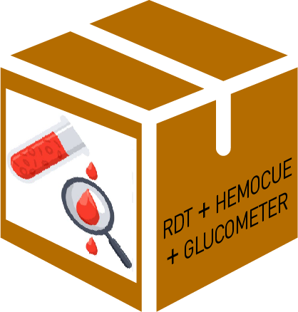 (mod hospital lab) RAPID DIAGN. TESTS + GLUCOMETER +HEMOCUE