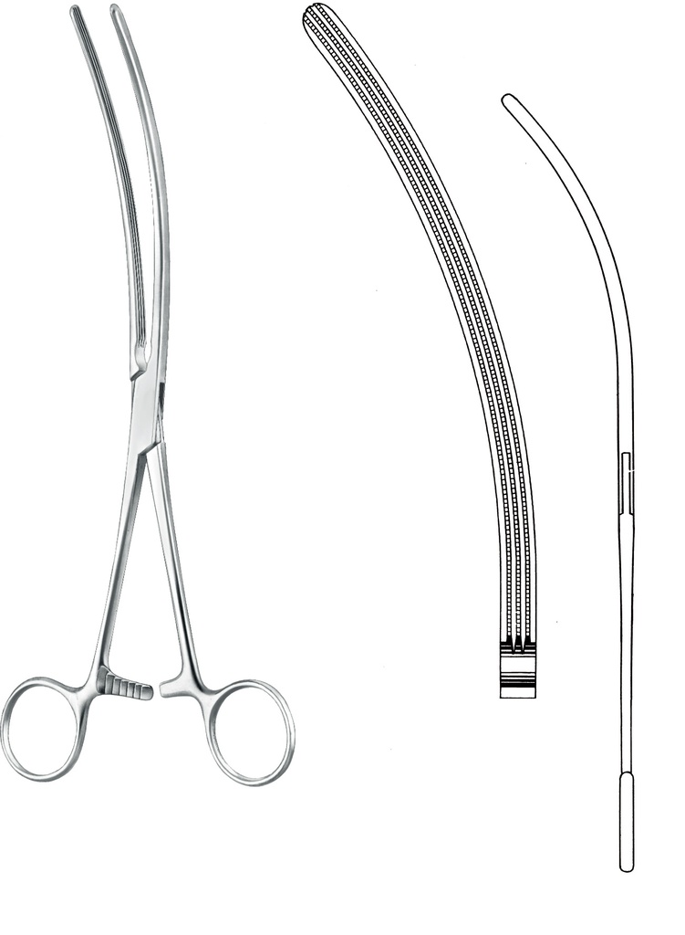 FORCEPS, INTESTINAL, DOYEN, atr., 23 cm, curved 50-17-73