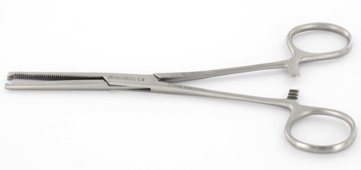 FORCEPS, HAEMOST. KOCHER, 14 cm, 1x2 teeth straight 16-12-14