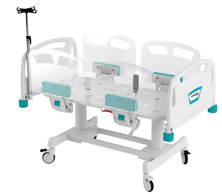 PAEDIATRIC BED electric, adjustable + side rails + castors