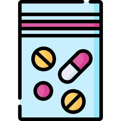 SACHET pr médicaments, plast., à gliss., 6x8 cm + picto 2020