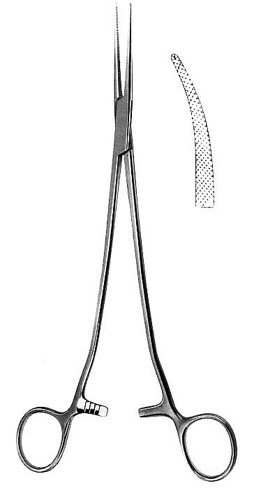 FORCEPS, HAEMOST. BENGOLEA, 20 cm, curved, serrated 16-57-20