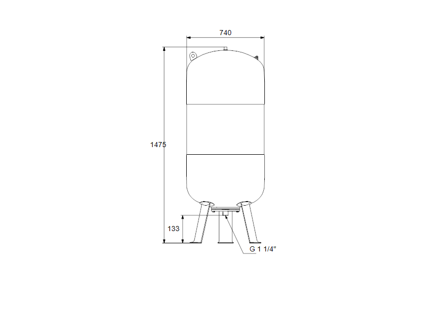 RESERVOIR A VESSIE (Grundfos GT-U-500 V) 500l, 10bar