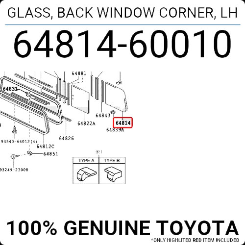 Glass, Back Window, Corner Left  HZJ 79