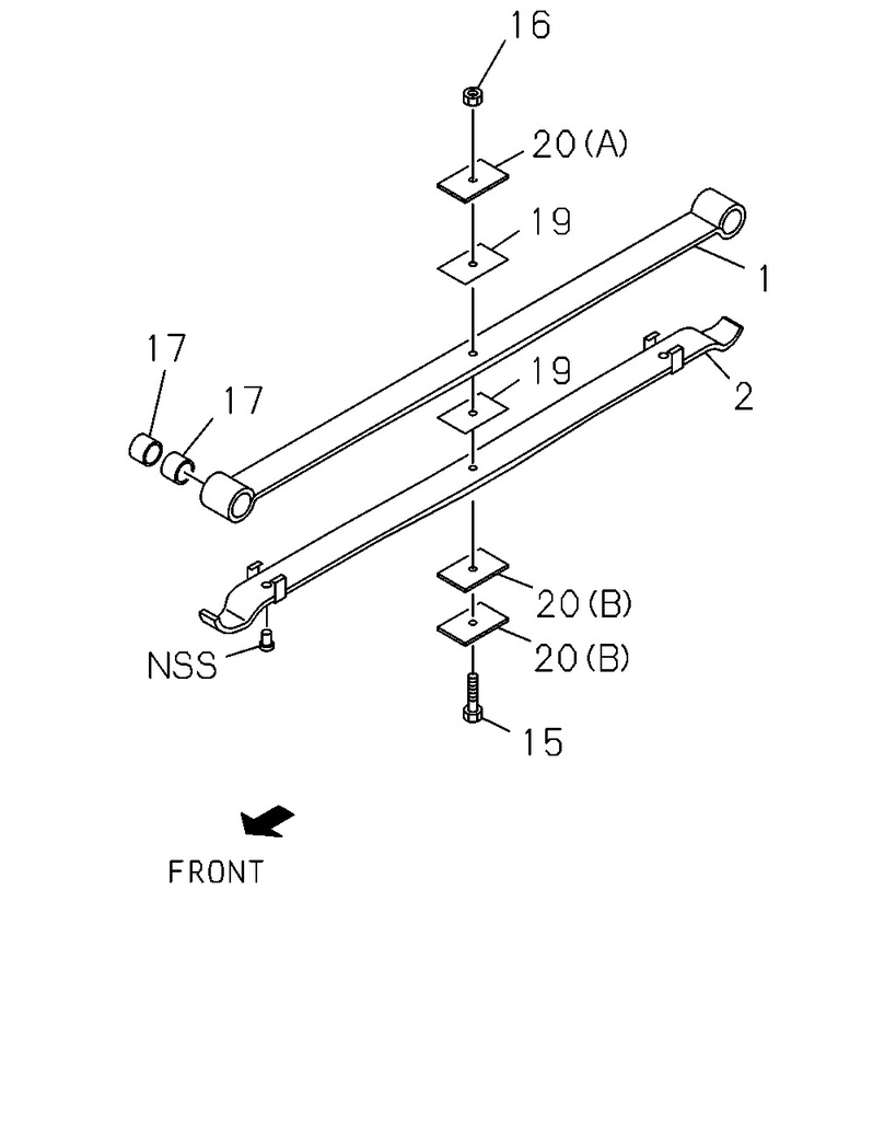 LEAF SPRING ASSEMBLY front, LH