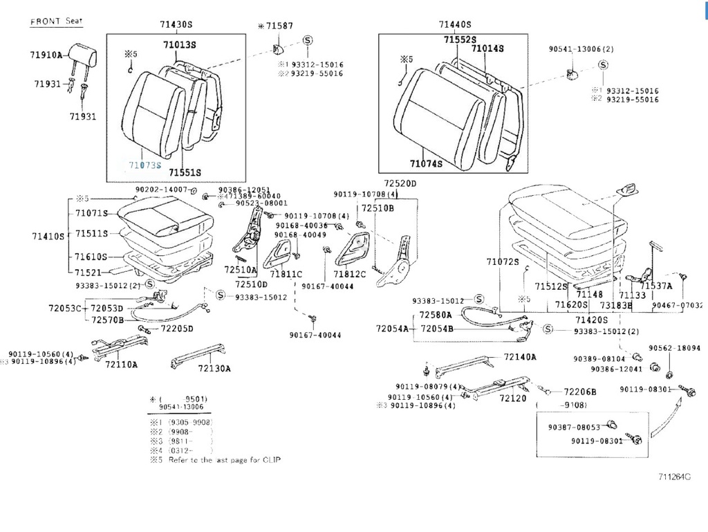 BACK FRAME SUB-ASSEMBLY front right seat, HZJ7# LHD