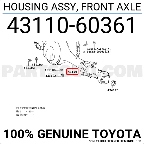 HOUSING ASSEMBLY differential axle, LHD, HZJ7#MK2