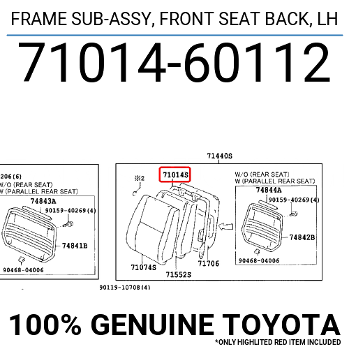 BACK FRAME SUB-ASSY FRONT LEFT SEAT HZJ7# LHD