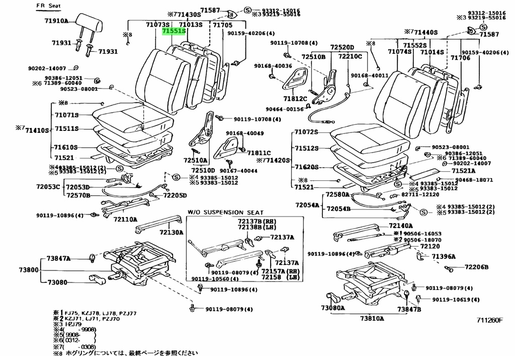 PAD BACK FRONT RIGHT SEAT HZJ7# RHD