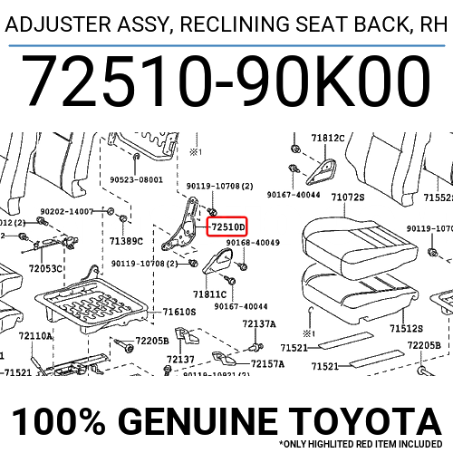 ADJUSTER ASSY, RECLINING SEAT, OUTER RH, HZJ75/78 RHD