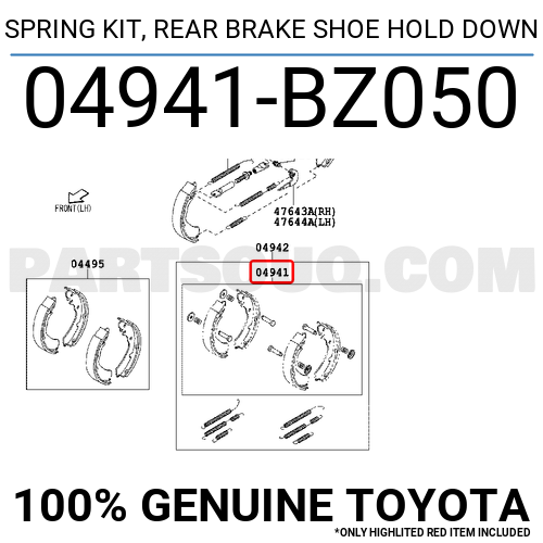 SPRING KIT rear brake, shoe hold down