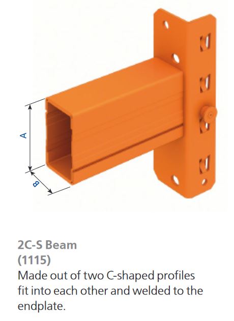 (Mecalux) BEAM, model 2C-S, 1825x110x50mm, epoxy, orange