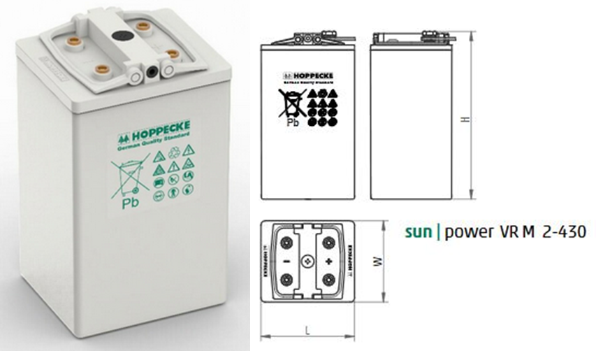 BATTERY BANK stationary, 12V / 6x2V 430Ah, AGM VRLA