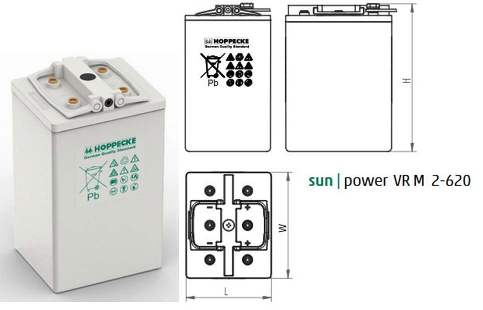 BATTERY BANK stationary, 12V / 6x2V 620Ah, AGM VRLA