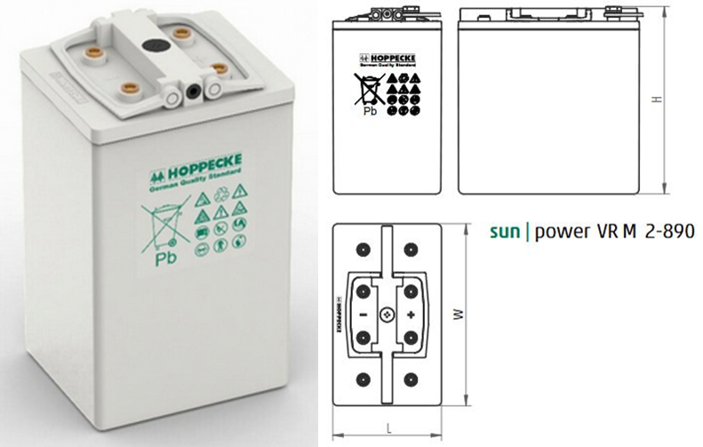 BATTERY BANK stationary, 12V / 6x2V 890Ah, AGM VRLA