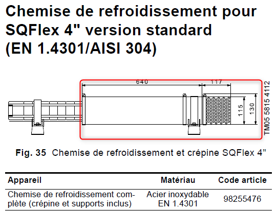 (Grundfos SQF7-4) COOLING SLEEVE complete