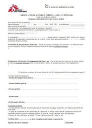 [SMSTMCSV2F-] CERTIFICAT MEDICAL VIOLENCE SEXUELLE, adulte/min., FR A4 r/v