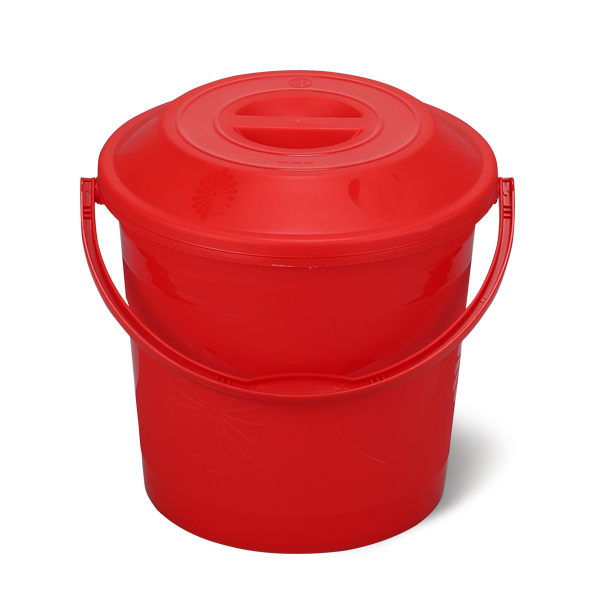 BUCKET + LID, food grade plastic, 16l, red, stackable