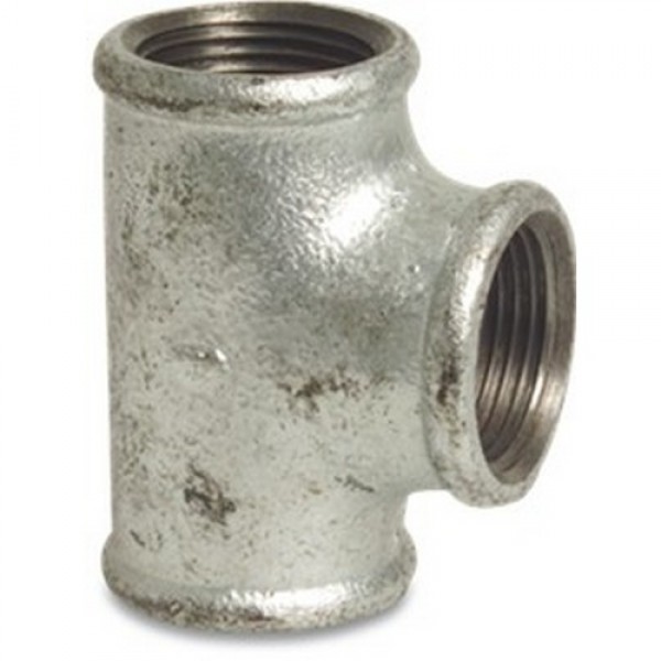 REDUCER T-COUPLING threaded, galvanized, 1"½ - ½", FxFxF