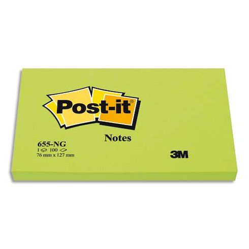 BLOC DE PAPIER autocollant (Post-it) 50x75mm, vert