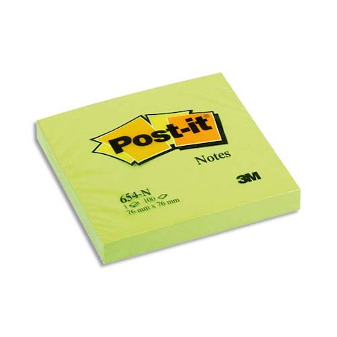 BLOC DE PAPIER autocollant (Post-it) 76x76mm, vert