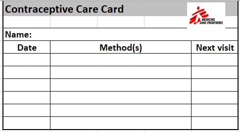 CARTE DE SOINS CONTRACEPTIFS PATIENT, angl.,A4 recto,8cartes