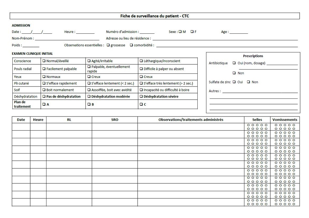 FICHE DE SURVEILLANCE DU PATIENT CTC, franç., A4 recto/verso