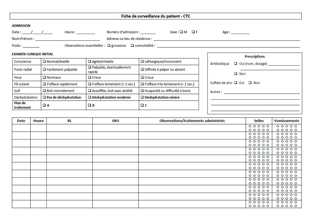 INDIVIDUAL PATIENT FILE CTC, French., A4 recto/verso