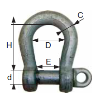 SHACKLE, galvanised steel, Ø 24mm, WLL 2500kg, bow