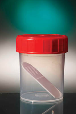 CONTAINER, SAMPLE, PP, 120-125ml, sterile, stools+spatula