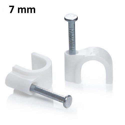 CABLE CLIP with nail, 7mm, box 100 pcs