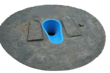 SQUATTING PLATE, concrete, Ø 51", 2"½ thick + plastic gutter