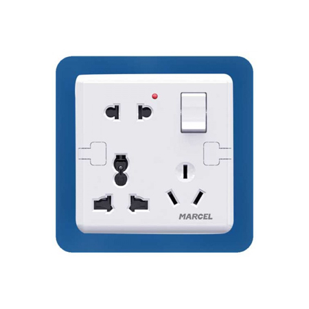 MULTISOCKET + SWITCH, 10-13A, 230V, type A,B,C, I, flush