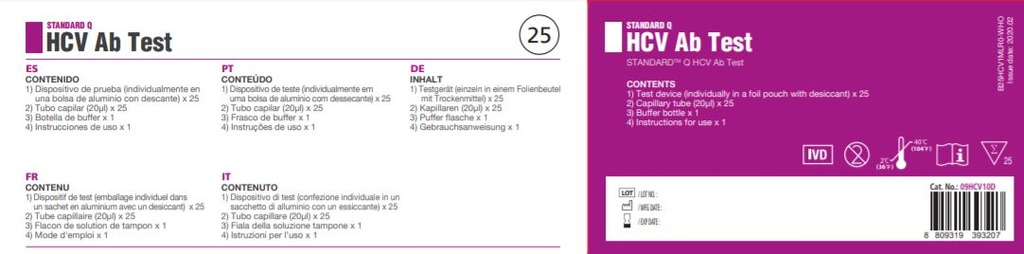 HEPATITIS C TEST (STANDARD Q), ser/pl/wb, 1 test 09HCV10D