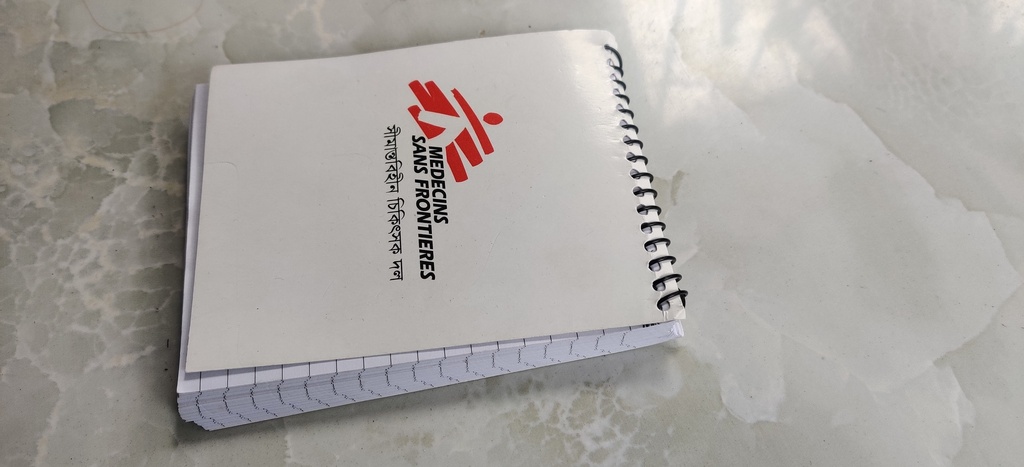 NOTEBOOK, A6, squared, spiral-bound, MSF logo, 180 pages