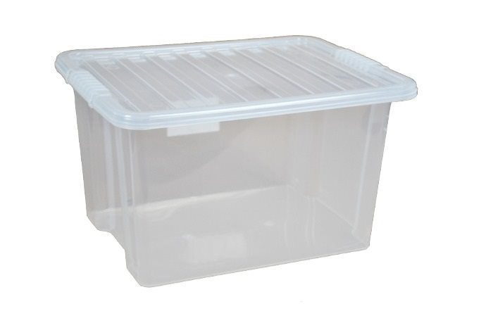 BOITE DE RANGEMENT + couvercle, plastique, 30l, transparent