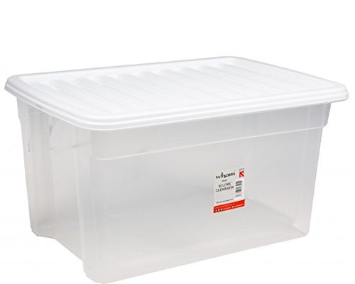 STORAGE BOX with lid, plastic, 50l, transparent