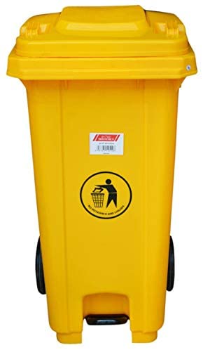 RUBBISH BIN, plastic, 100l, yellow + lid