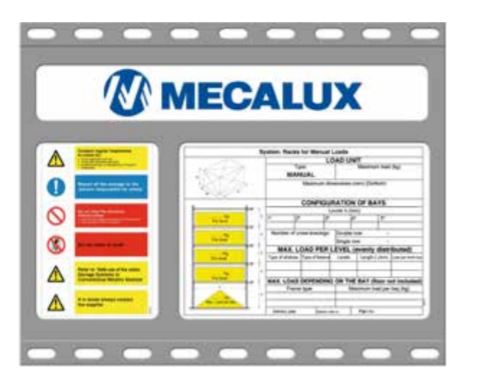 (Mecalux M7) PLAQUE DE CHARGE