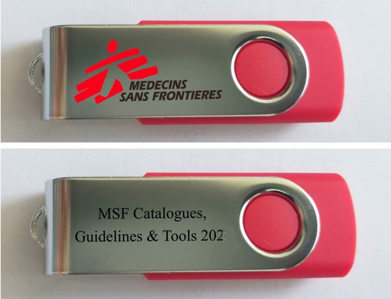 MSF catalogues, guidelines and tools, En/Fr, memory key