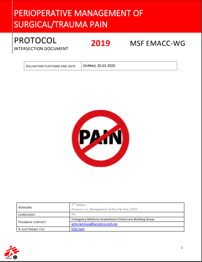 Perioperative Management of Surgical/Trauma pain protocol