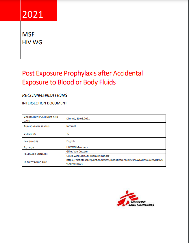 Recommendations on Post Exposure Prophylaxis after AEB