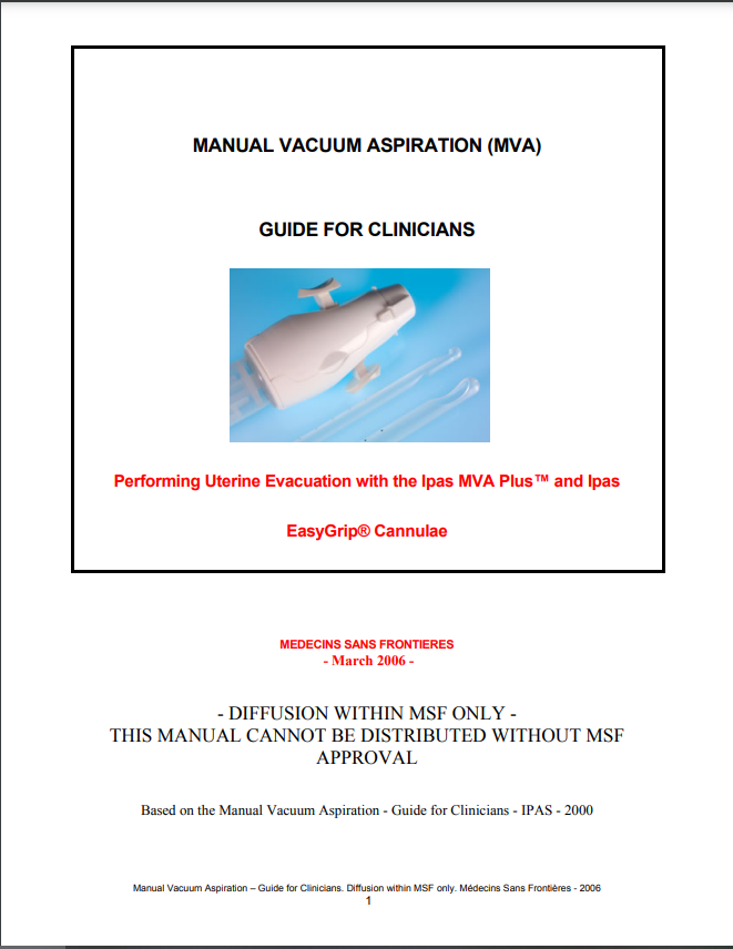 Manual vacuum aspiration. Guide for clinicians