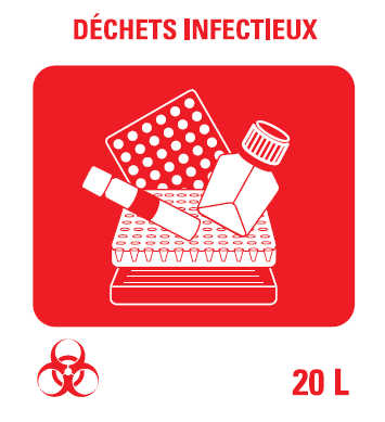 (MiniLab) AUTOCOLLANT déchets infectieux, 100x100mm, FR