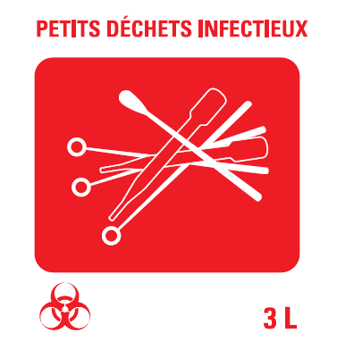 (MiniLab) AUTOCOLLANT petit déchets infect., 100x100mm, FR