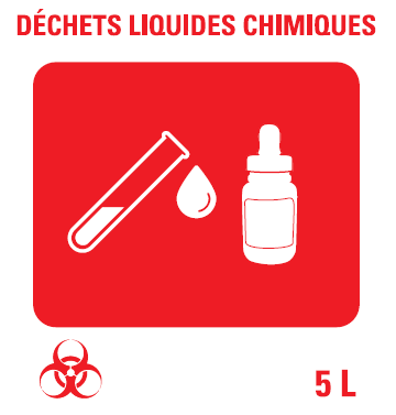 (MiniLab) AUTOCOLLANT déchets chimiq. liquid., 100x100mm, FR