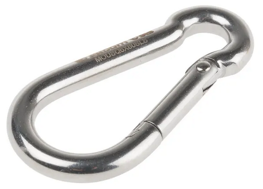 SNAP HOOK, stainless steel, 60mm Ø6mm, 8mm opening, 300kg