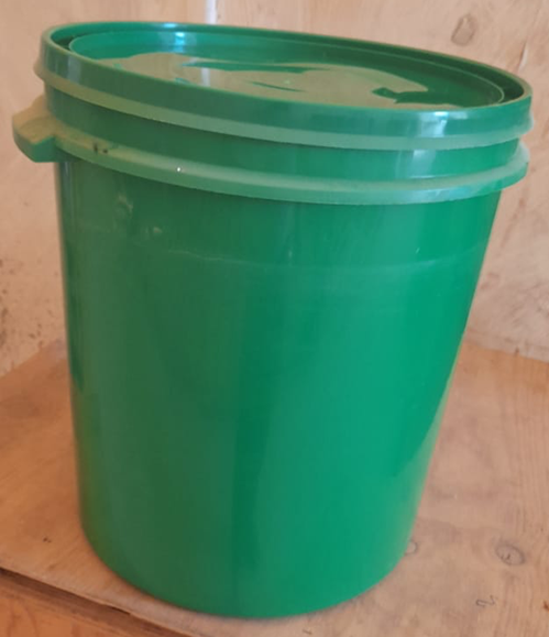 BUCKET rigid, plastic, 60l, round shape, green + lid