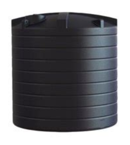 WATER TANK, PE, 20m³, black, round, rigid