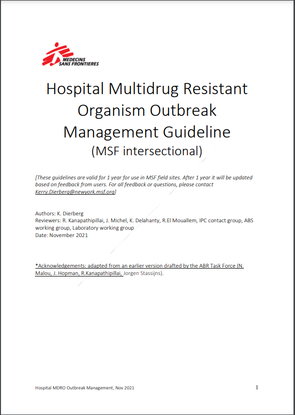 Hospital Multidrug Resistant Organism Outbreak Mngt Guidel.